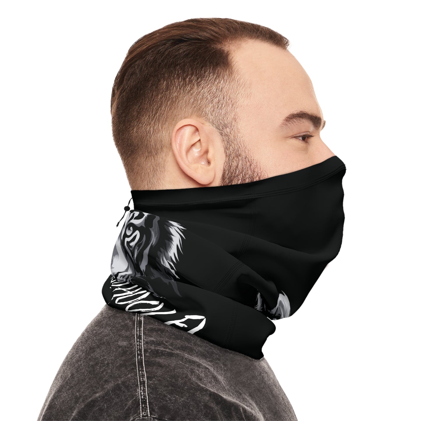 Tiger Face Winter Neck Gaiter with Drawstring — Kawthoolei Graphic